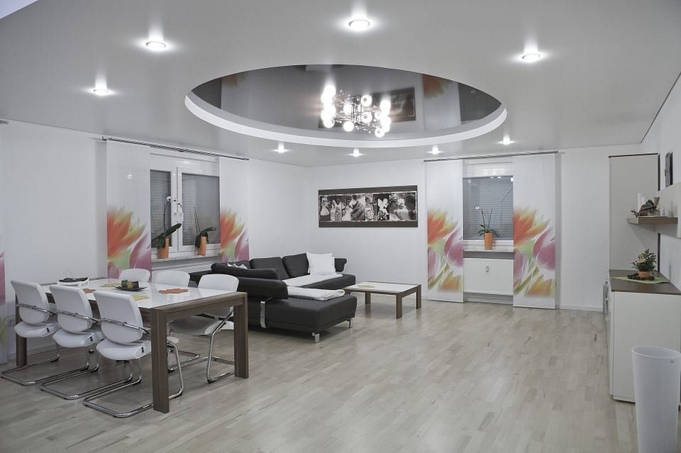 modern living room and dining table