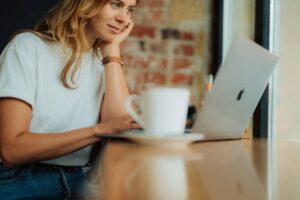 woman working a laptop